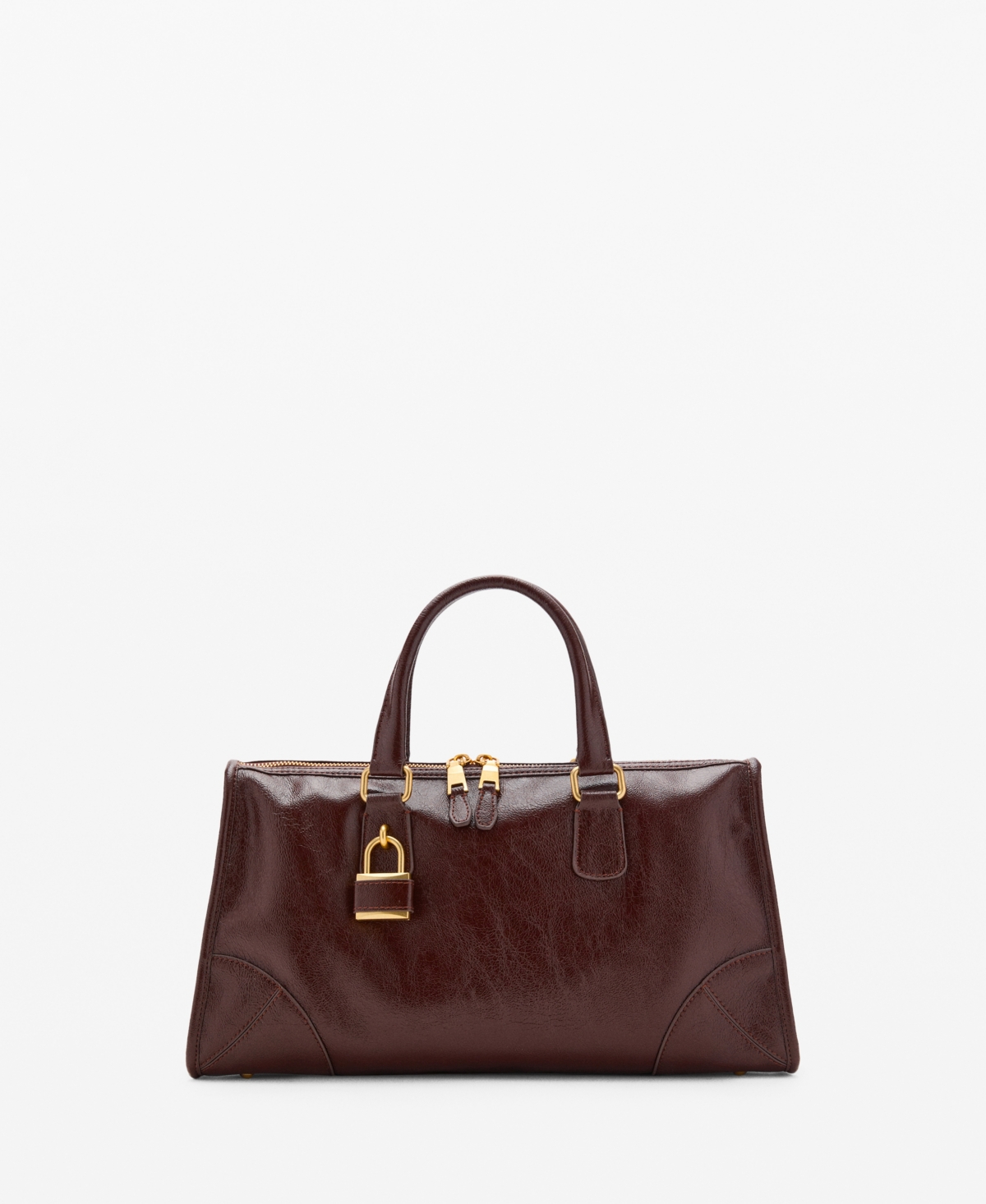 Mango Faux Leather Satchel In Brown