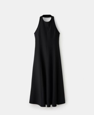 MANGO - Women's Halter-Neck Pleated Dress