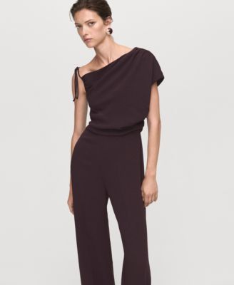 MANGO - Women's Asymmetrical Neck And Bow Jumpsuit
