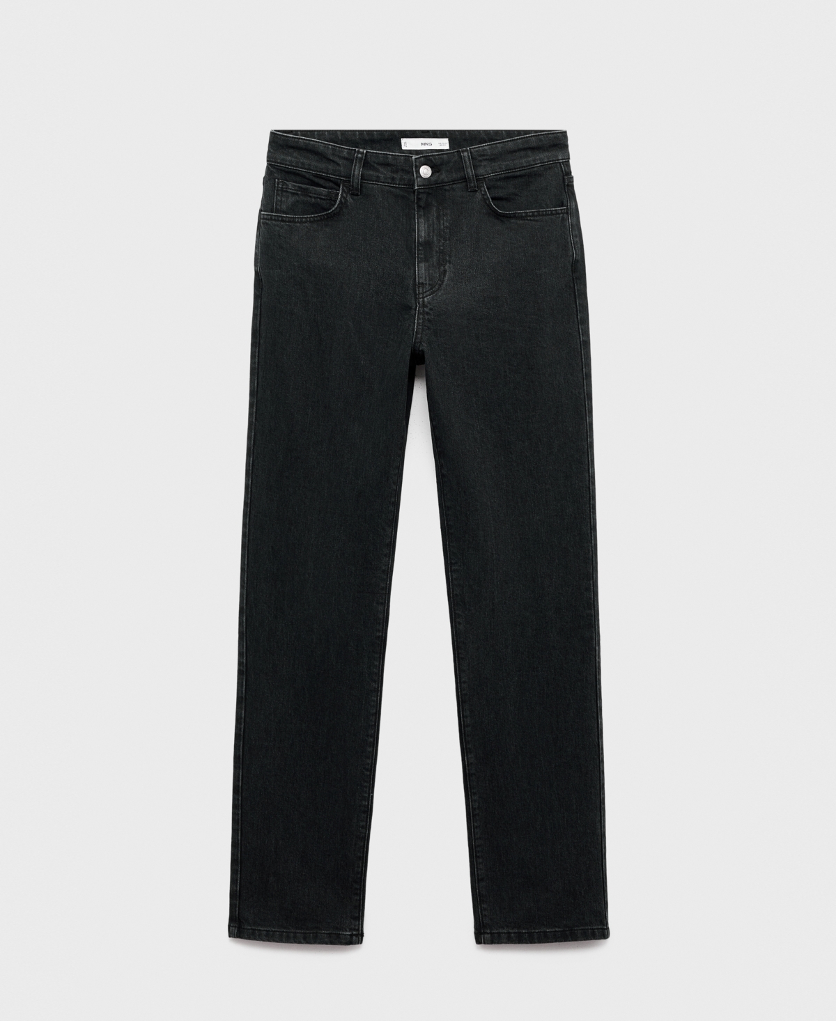 Mango Mid Rise Straight Leg Jeans In Black