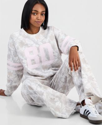 Juniors' Crewneck Sweatshirt & Wide-Leg Fleece Sweatpants