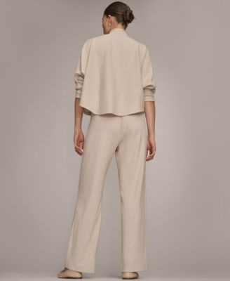 Donna Karan Weekend Donna Karen Weekend Womens Mock Neck Sweater Ribbed Pull On Pants In White