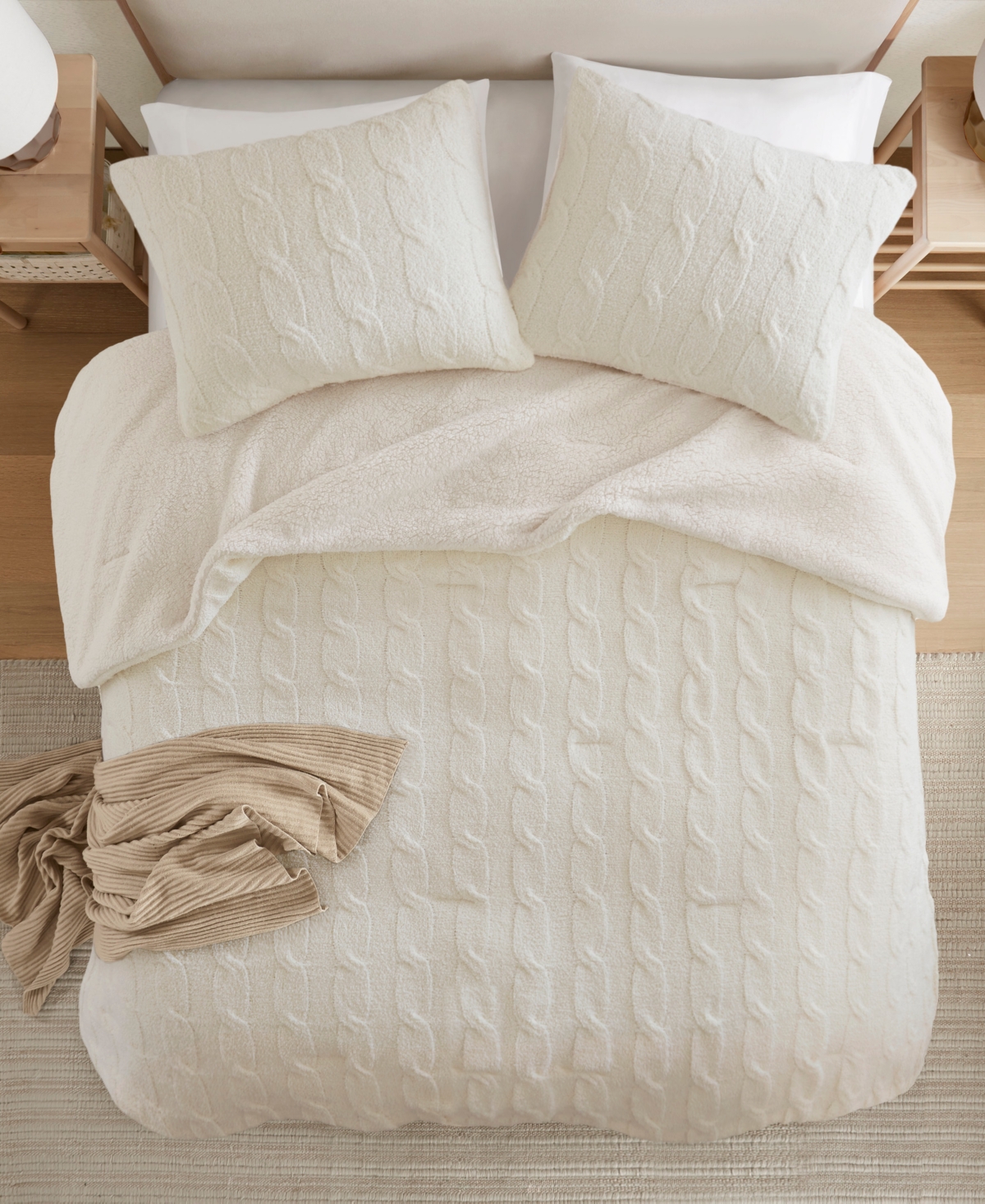 Madison Park Riordan Waffle Knit Chenille 3-pc. Comforter Set, Full/queen In Neutral