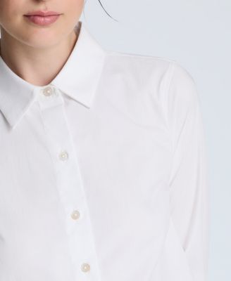 Women's Solid Poplin Button Front Shirt
