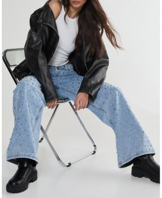 Women's Studded Straight Leg Denim Jeans