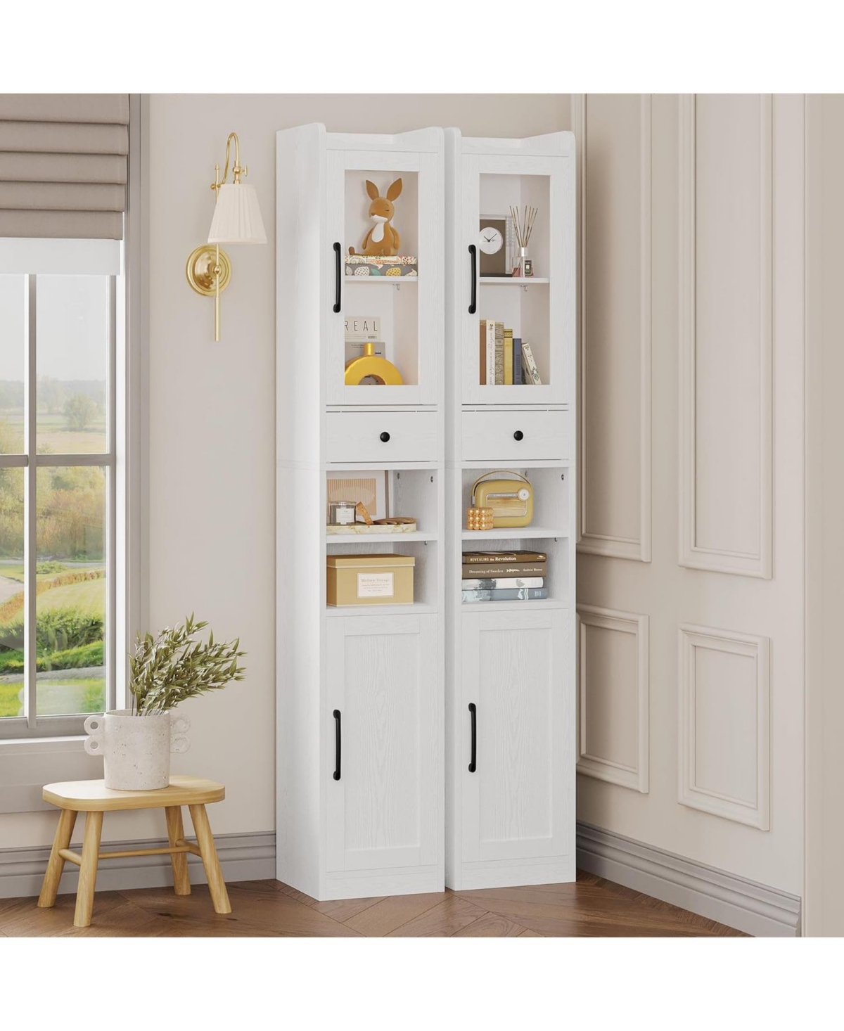 71" H Slim Freestanding Narrow Storage Cabinet with Adjustable Shelves