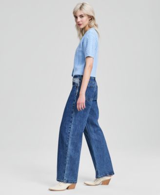 Women's Rhinestone Embellished Wide Leg Jeans, Macy's Exclusive