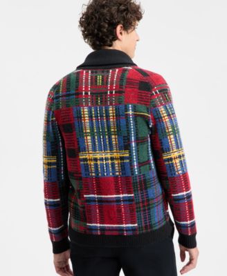 Men's Holiday Blocked Shawl Sweater, Macy's Exclusive 