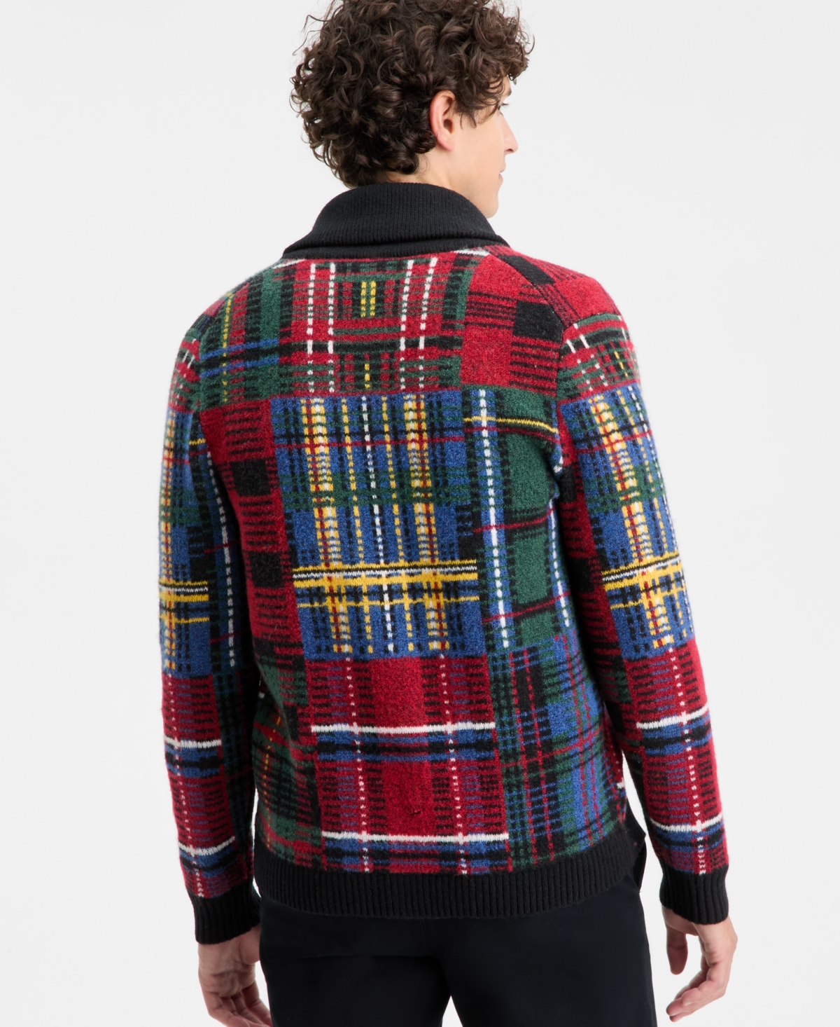 Club Room Men's Holiday Blocked Shawl Sweater, Macy's Exclusive