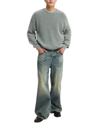 Men's Washed Box Fit Crew Sweater