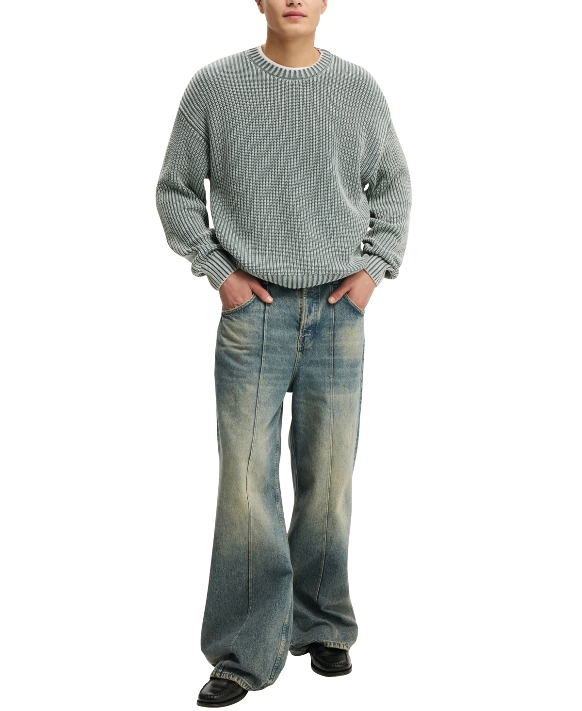 Cotton On Men's Washed Box Fit Crew Sweater