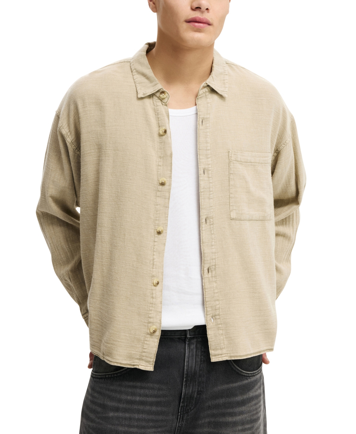 Cotton On Men's Washed Long-Sleeve Shirt