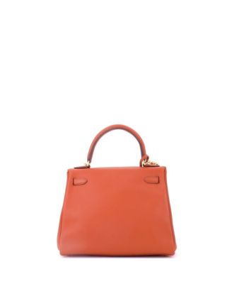 Kelly 25 Handbag Orange Swift with Gold Hardware
