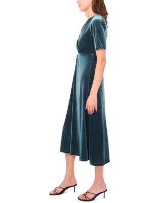 Women's V-Neck Twist Front Midi Dress