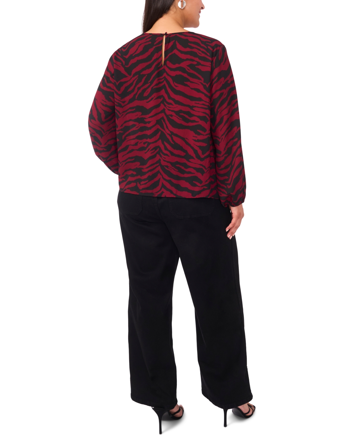 Vince Camuto Plus Printed Long Sleeve Top