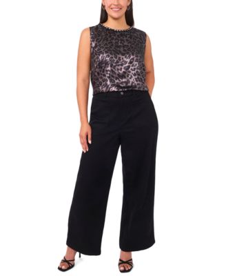 Plus Size Printed Crewneck Blouse