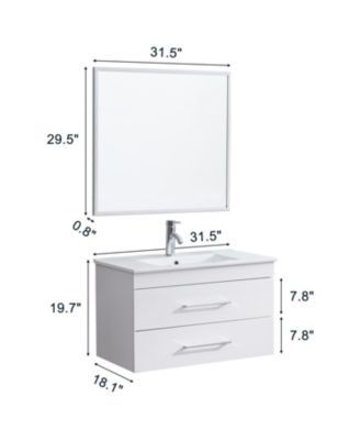 Streamdale 32" White Gloss Wall-Mount Vanity, Ceramic Sink & Soft-Close
