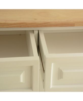 Mobile Kitchen Island Cart - Rubberwood Top, Adjustable Shelf