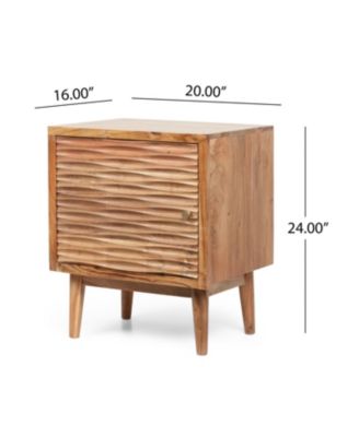 1-Piece, Mango Wood, Hand-Carved Detail, Boho Style, Nightstand
