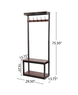 Streamdale Mango Wood Entryway Coat Rack Bench with Storage