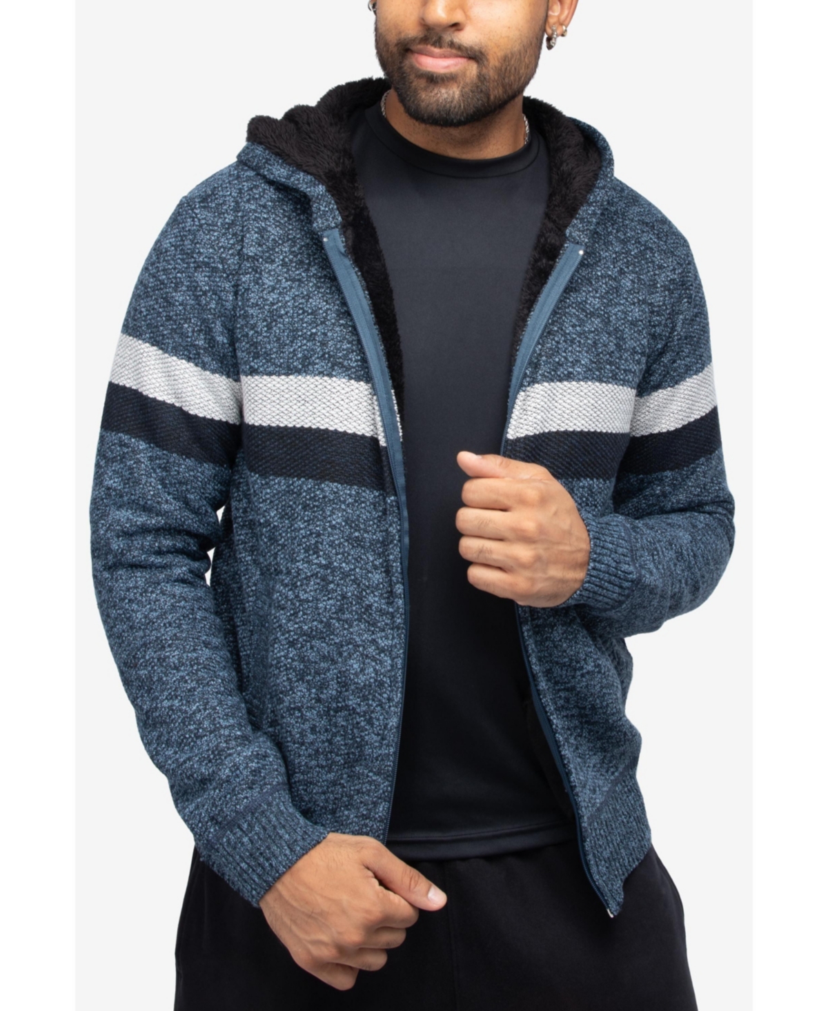 Xray Men's Zip Up Fleece Lined Cardigan Hooded Sweater
