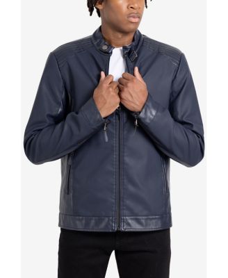 Men's PU Racer Jacket With Faux Shearling Lining
