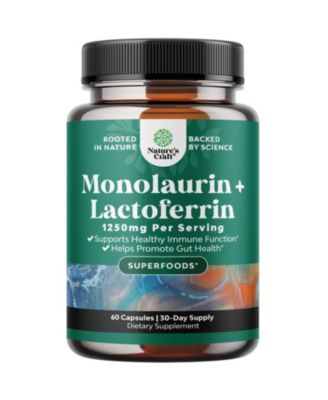 Monolaurin + Lactoferrin Capsules, Off-whtie/Beige, 60ct