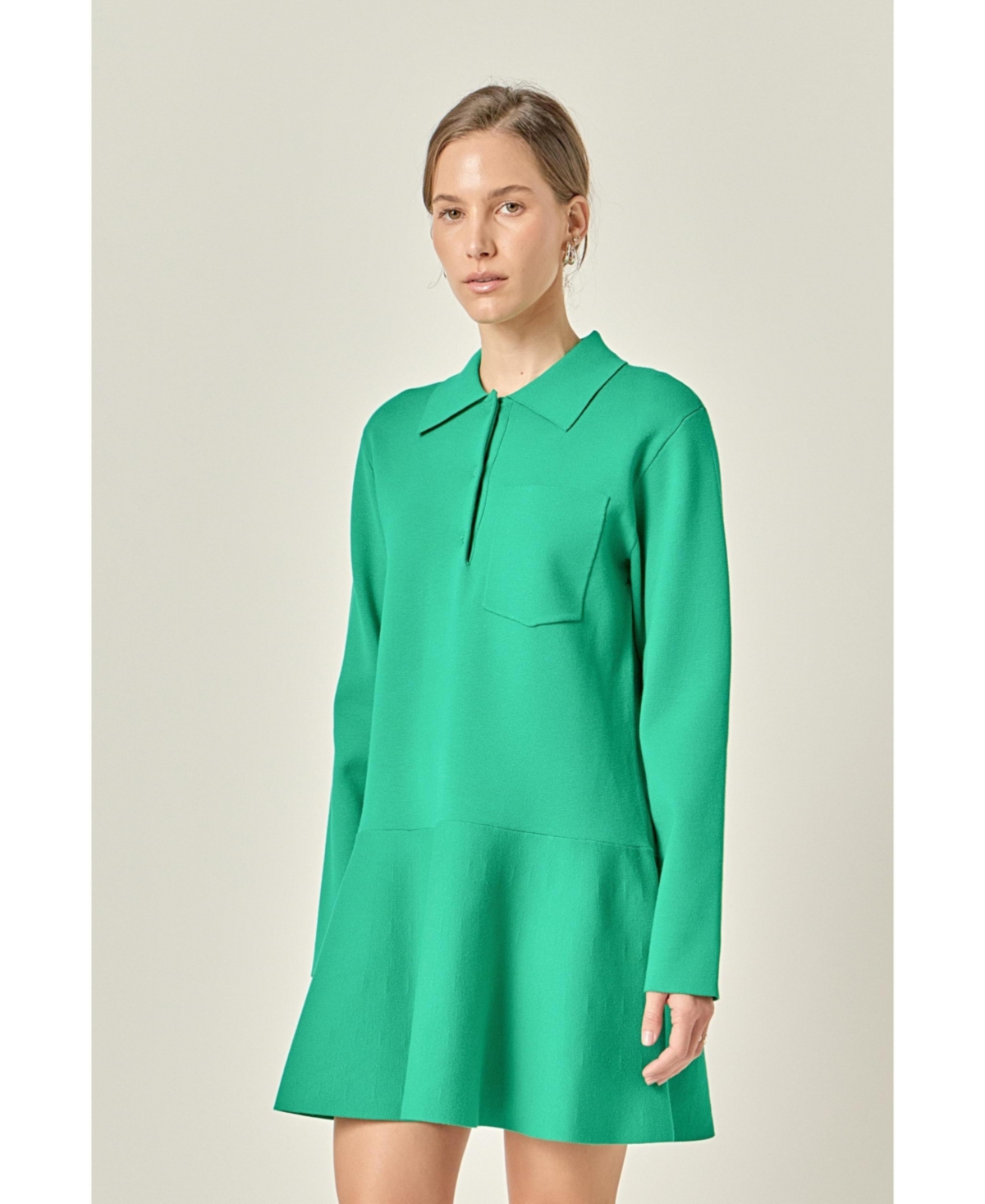 English Factory Women's Collared Knit Mini Dress