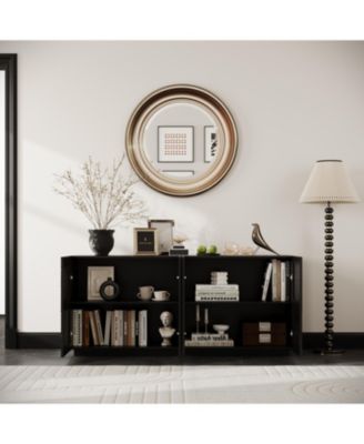 Modern 4-Door Sideboard Buffet Cabinet - Black, 59"