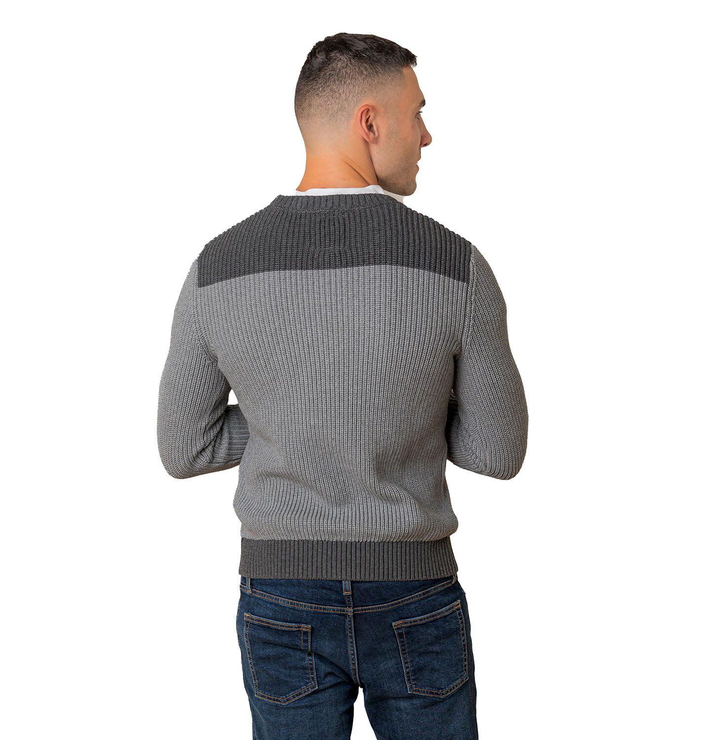 Мужской свитер Hope & Henry Organic Crew Neck Shoulder Detail, цвет: Серый меланжевый — фото 7