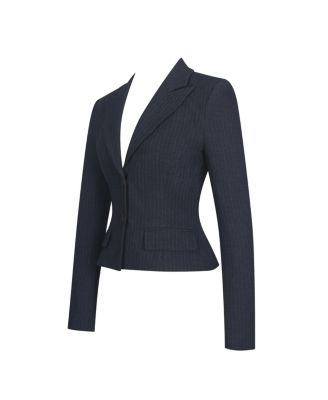 Women's Quinne Navy Striped Single-Breasted Peplum Blazer