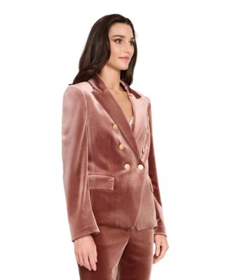 Women&#39;s Velvet Peak Lapel Collar Blazer