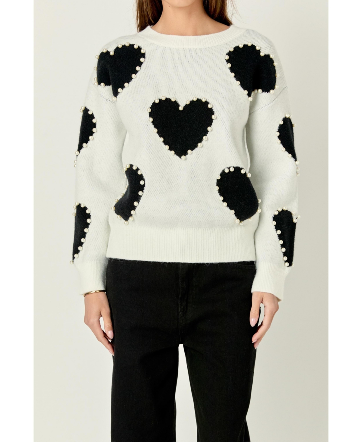 English Factory Women's Long-Sleeve Heart Sweater