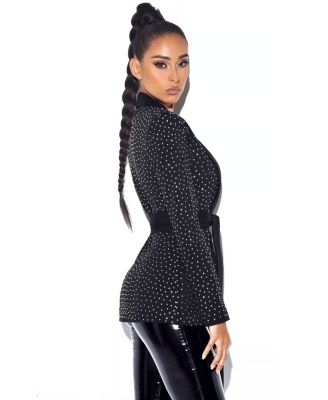 Women's Visionary Crystal Embellished Black Blazer Jacket