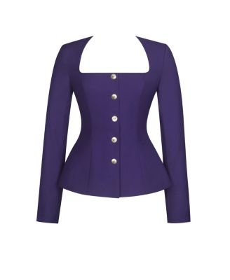 Women's Skyla Indigo Square Neckline Peplum Blazer