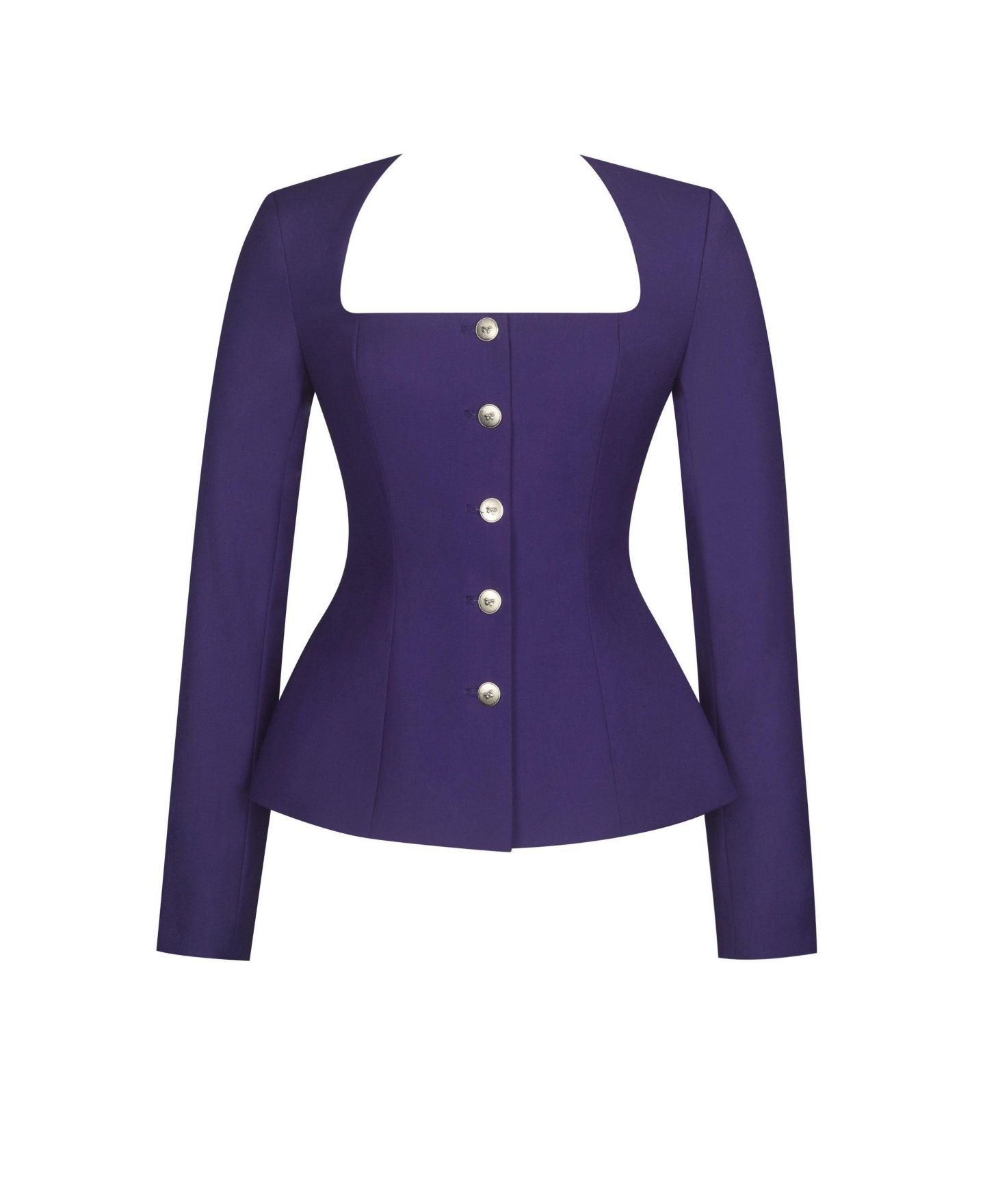 Женский пиджак Miss Circle Skyla Indigo Square Neckline Peplum Blazer, цвет: Тёмно-синий — фото 7