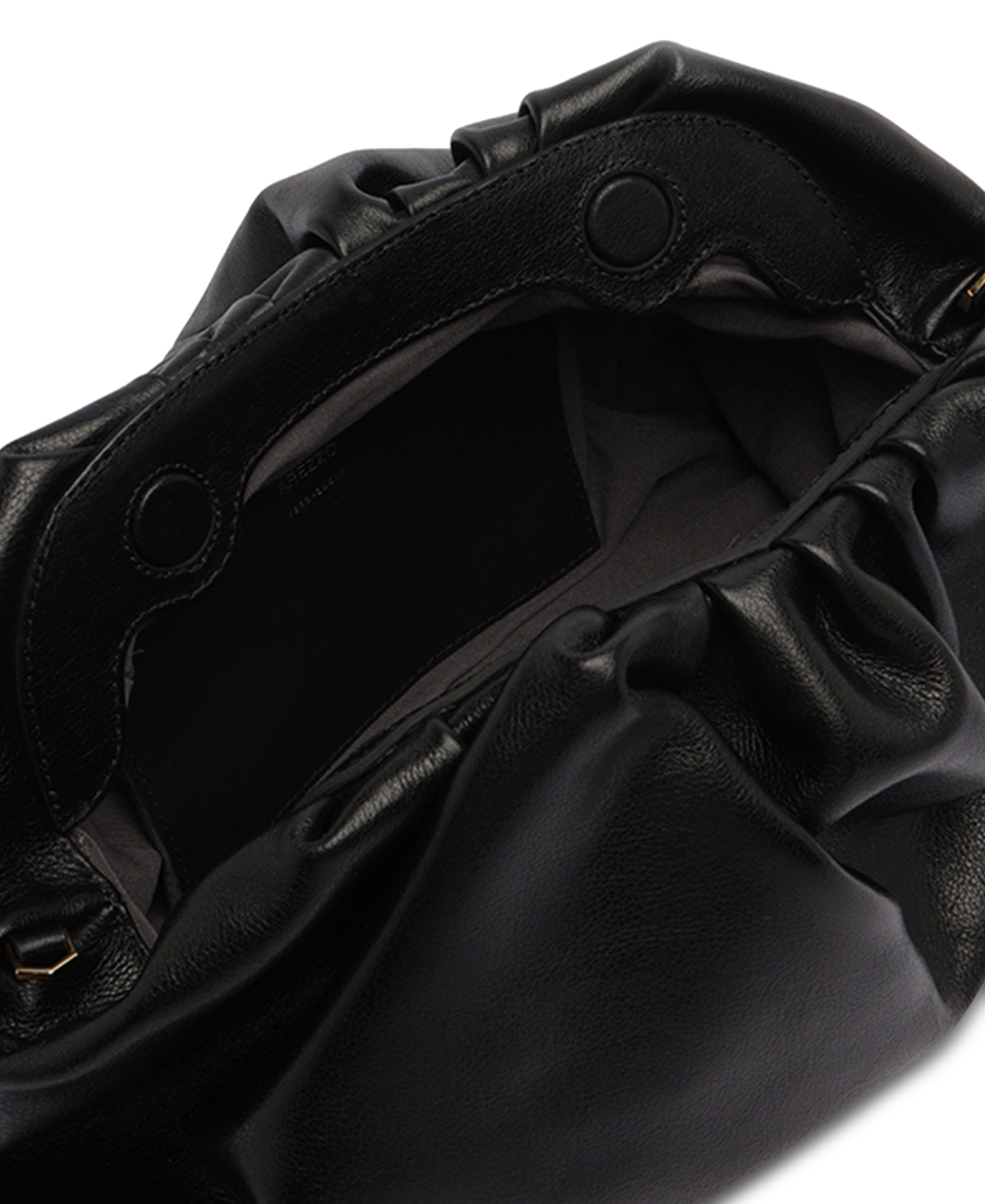 Arezzo Elizabeth Mini Leather Snap Button Handbag In Black