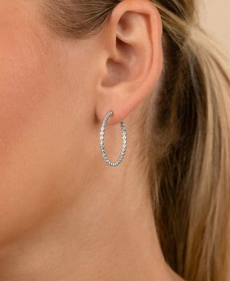 Sterling Silver Bezel Statement Bubble Hoops - 1"