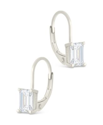 Sterling Silver Emerald Cut French Clip Earrings