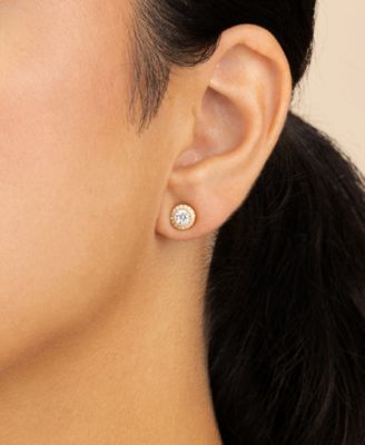 Sterling Silver Round Cut Brilliant Halo Studs