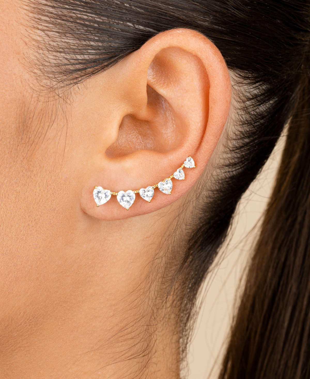 Sterling Forever Silver Jillian Cz Heart Crawler Studs