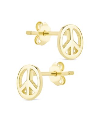 Sterling Silver Peace Sign Studs