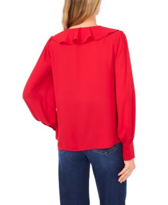 Women's Ruffle Tie V-Neck Top
