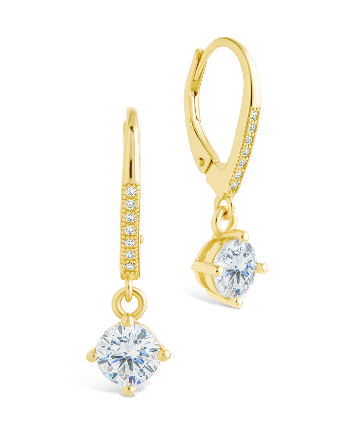 Sterling Forever Silver Matilda Brilliant Cut Cz French Clip Earrings