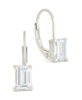 Sterling Forever Sterling Silver Emerald Cut French Clip Earrings - Silver