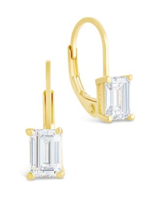 Sterling Forever - Sterling Silver Emerald Cut French Clip Earrings