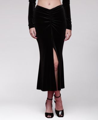 Avec Les Filles - Women's Velvet Pull-On Midi Skirt