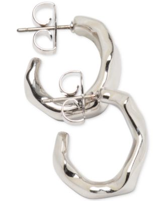 Silver-Tone Molten Hoop Earrings