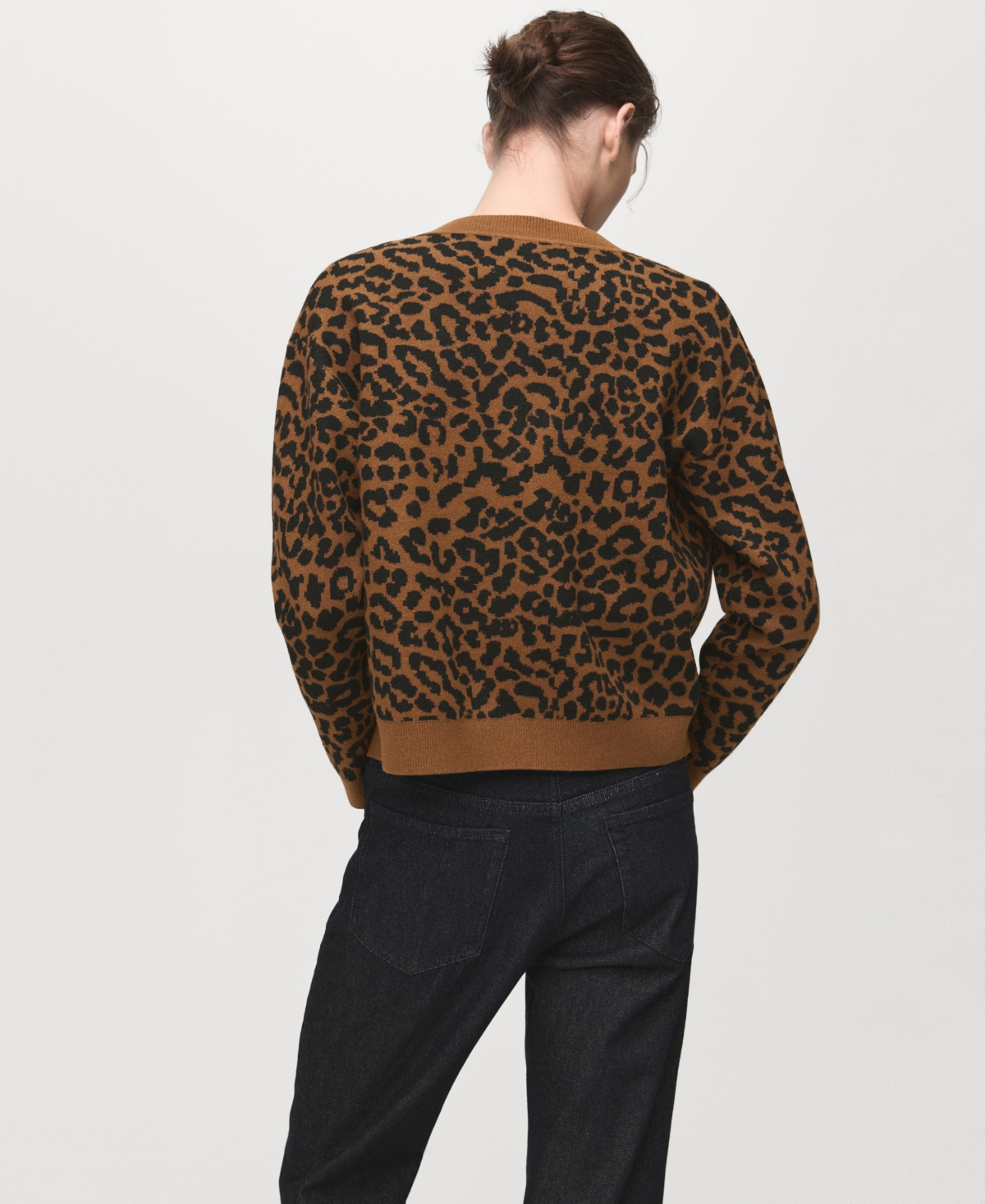 Mango Women's Leopard Knit Cardigan In Brown