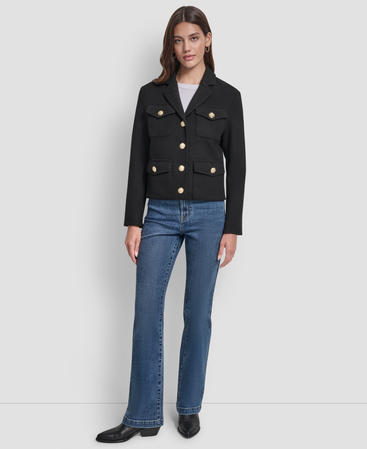 Dkny Jeans Women's Button Front Cropped Jacket